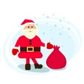 Santa Claus with a bag of gifts, New Year`s holiday